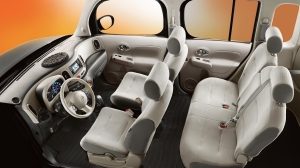 Nissan cube Interior in Light Gray Cloth, Highlighting Rear Seating