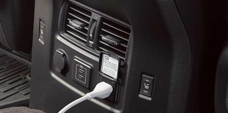 2024 Nissan TITAN showing interior 120-v outlet  and USB ports