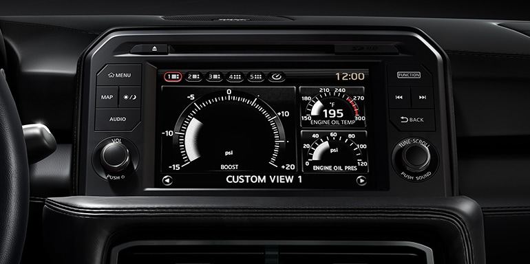 2024 Nissan GT-R multi-function display showing vital engine information.
