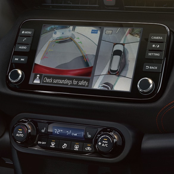2024 Nissan Kicks touch screen showing intelligent around view monitor 