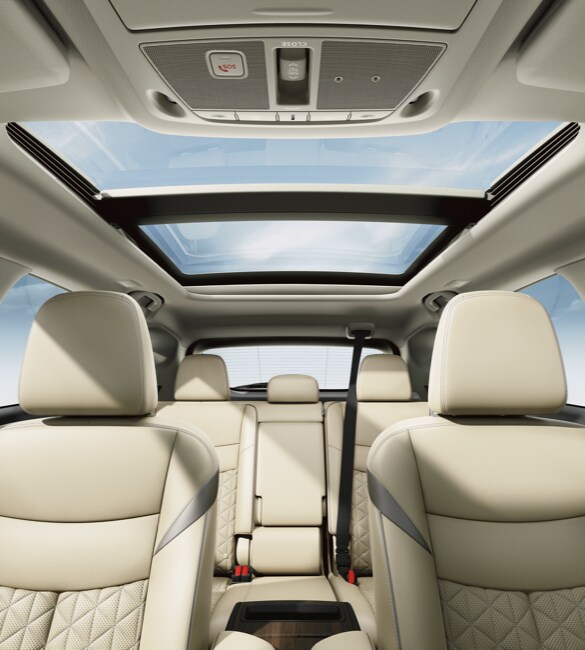 Nissan interior showing 5 seats