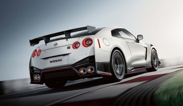 Nissan GT-R in white rear view