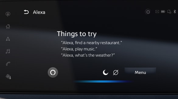 Nissan Alexa Built In Touch Screen Display showing Voice Commands