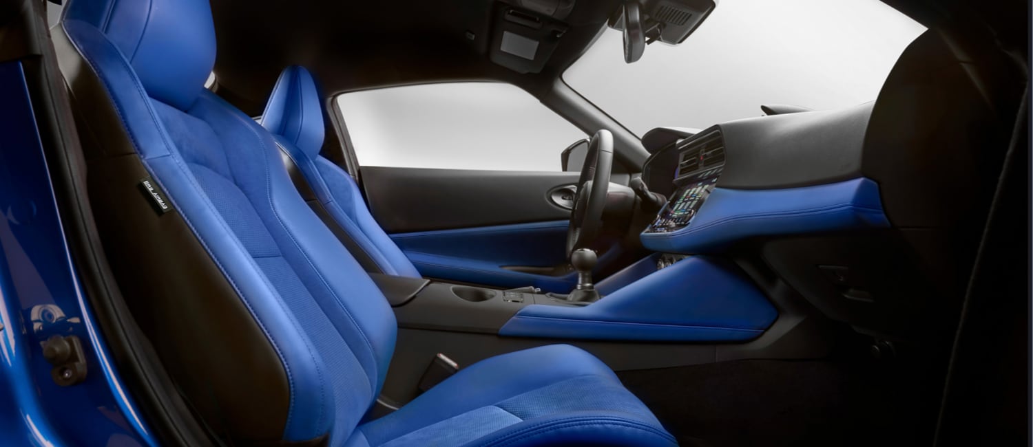2023 Nissan Z Cockpit And Performance Seats In Blue Leather / Synthetic Suede