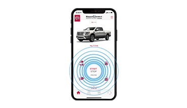 2021 Nissan TITAN smartphone with NissanConnect services app open