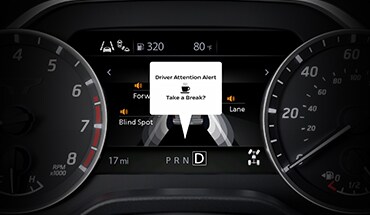 2021 Nissan TITAN gauge cluster showing Intelligent Driver alertness