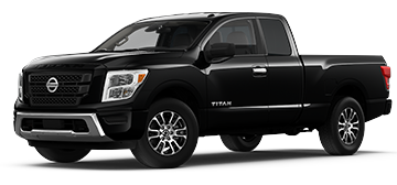 2021 Nissan TITAN King Cab in Super Black on a white background
