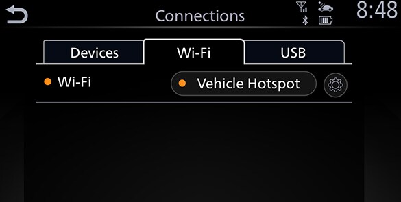 2021 Nissan TITAN touch-screen showing NissanConnect wi-fi hotspot 