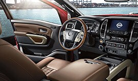 2022 Nissan TITAN leather wrapped steering wheel