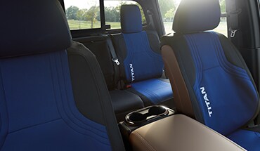 2023 Nissan TITAN wet suit blue water-resistant seat covers.