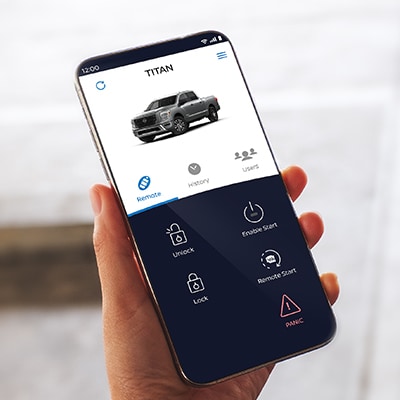 2024 Nissan TITAN smartphone with virtual key app open