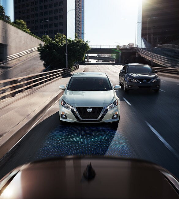 2022 Nissan Altima view from the rear of tailgating car to demonstrate Safety Shield 360 sensor technology.