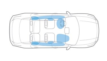 2022 Nissan Altima overhead illustration of air bag placement. 