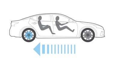 2022 Nissan Altima illustration of car coming to a stop with electronic brake force distribution.