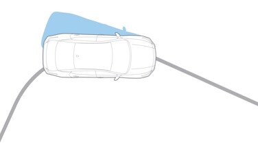 2022 Nissan Altima overhead illustration of car navigating obstacles using vehicle dynamic control.