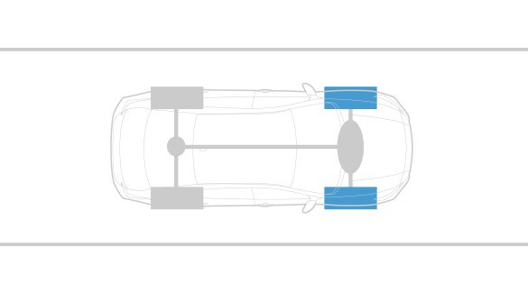 2022 Nissan Altima illustration from above showing intelligent all-wheel drive using 2 wheels.