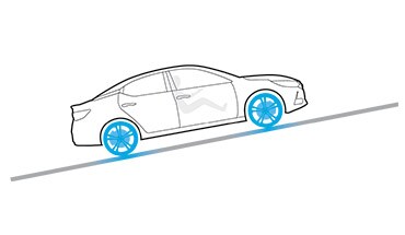 2022 Nissan Altima illustration of car on incline showing hill start assist.