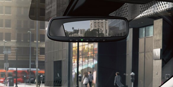 2022 Nissan Altima rearview mirror showing homelink universal transceiver.