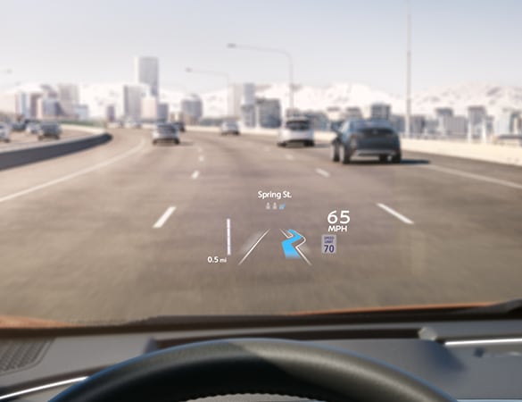2023 Nissan Ariya Head-Up display showing route and speed
