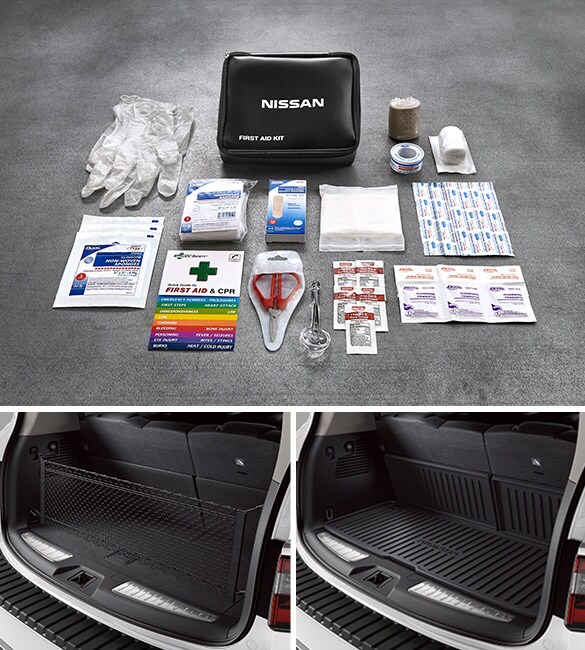 2022 Nissan Armada cargo package first aid kit, cargo net, all season cargo area protector.