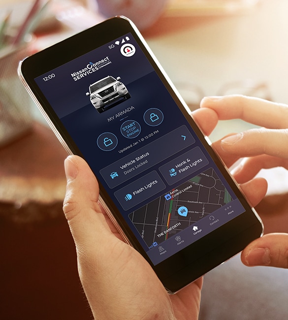 2022 Nissan Armada smartphone open to Nissanconnect app.