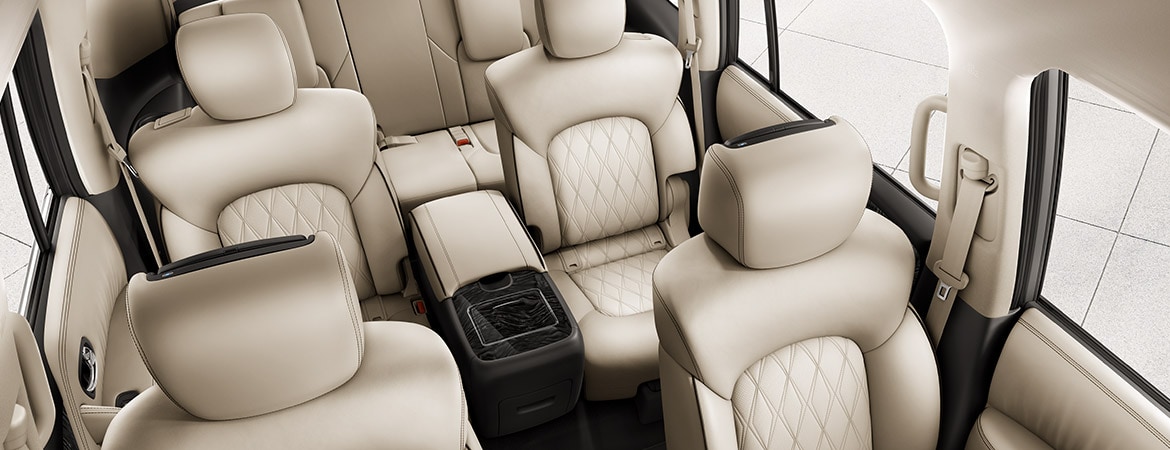 2022 Nissan Armada top view of interior showing three rows of seats.