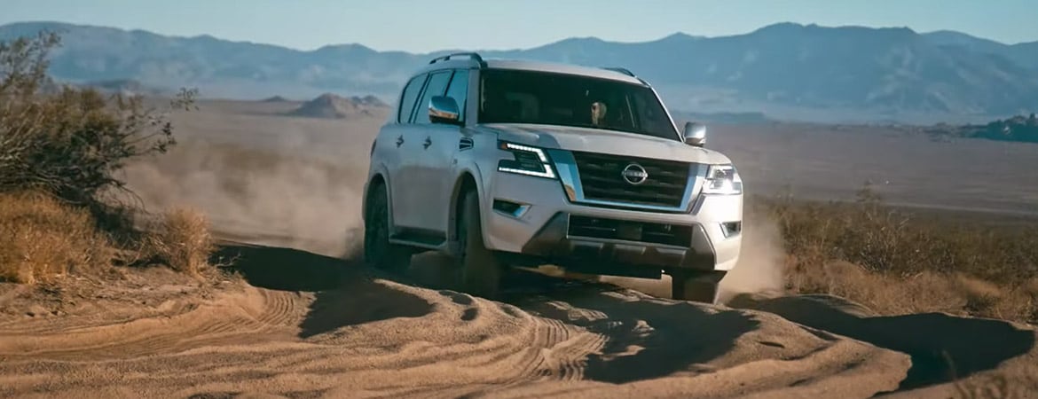 2022 Nissan Armada off-road in a desert.