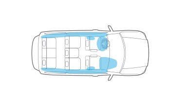 2022 Nissan Armada illustration of air bag placement in car.