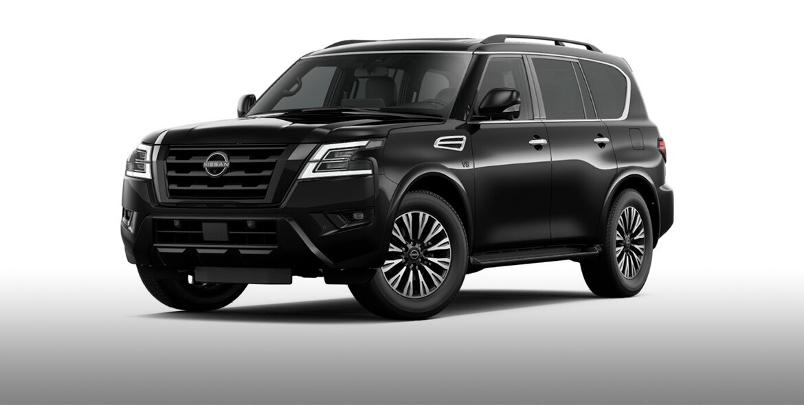 2022 Nissan Armada Midnight Edition black grille and outside mirrors.