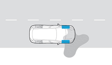 2023 Nissan Armada illustration of car avoiding skidding in water using traction control system.