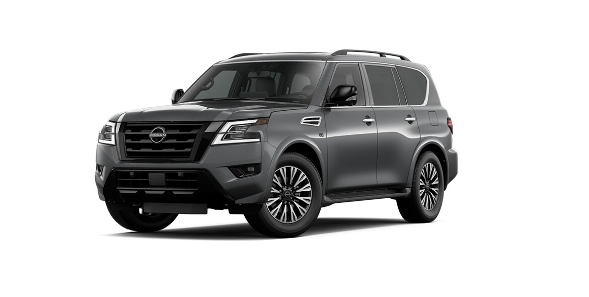 2023 Nissan Armada Midnight Edition black grille and outside mirrors.