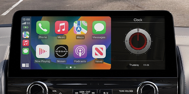 2024 Nissan Armada touch screen showing wireless Apple CarPlay® apps to illustrate smartphone connectivity