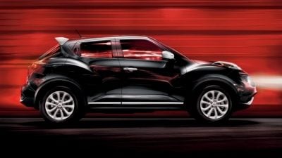 2017 Nissan JUKE SL shown in Super Black with white Color Studio accessories
