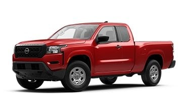 2022 Nissan Frontier King Cab in red on white background.