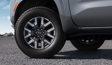 2023 Nissan Frontier 17-inch aluminum-alloy wheels.