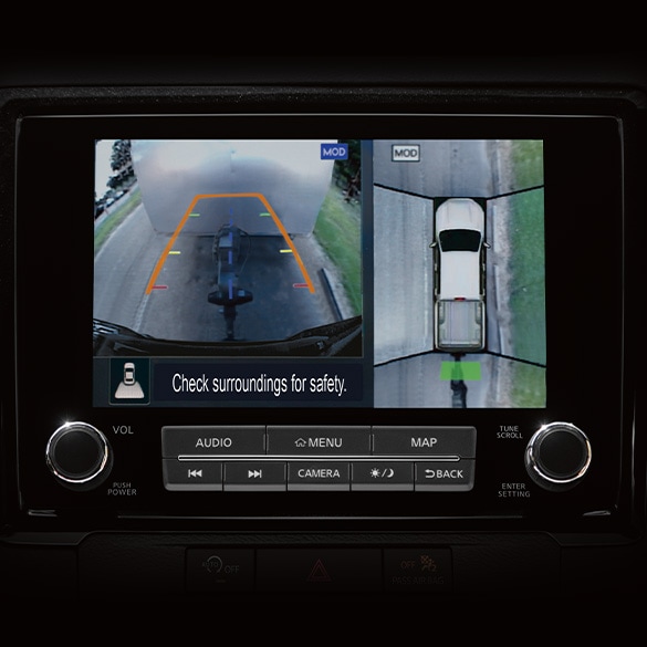 2024 Nissan Frontier screen showing Intelligent Around View® Monitor display