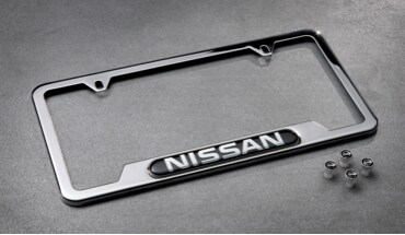 2021 Nissan GT-R chrome license plate frame and set of four valve stem caps