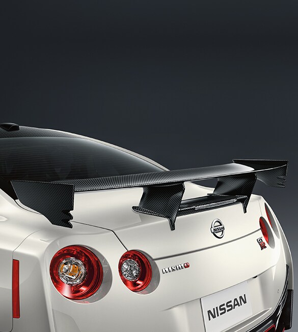 2021 Nissan GT-R NISMO showing black spoiler on the back