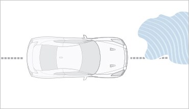 2021 Nissan GT-R illustration of a car approaching a puddle of water 
