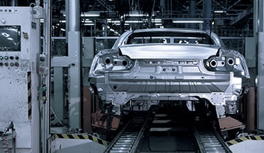 2021 Nissan GT-R unpainted body on assembly line