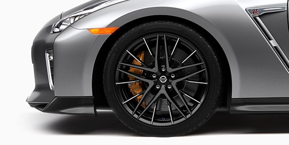 2021 Nissan GT-R closeup of 20 Inch Rays forged-alloy wheels
