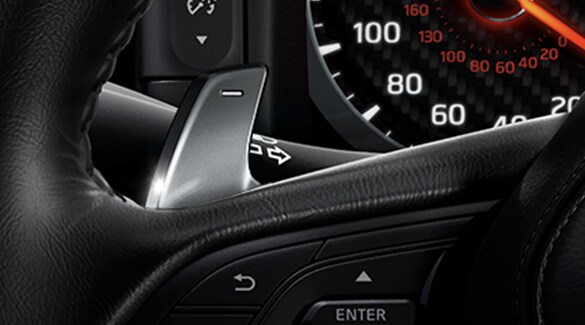 2024 Nissan GT-R view of paddle shifter.