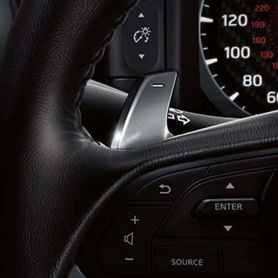 2024 Nissan GT-R view of paddle shifter.