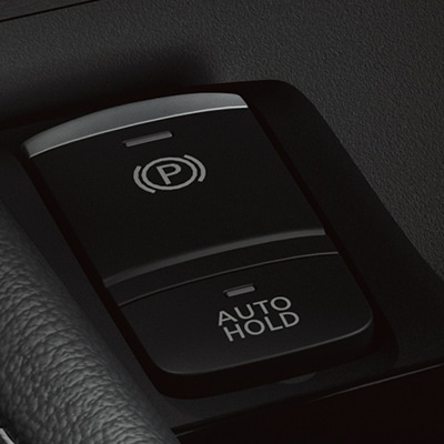 2024 Nissan Kicks close up of parking brake button