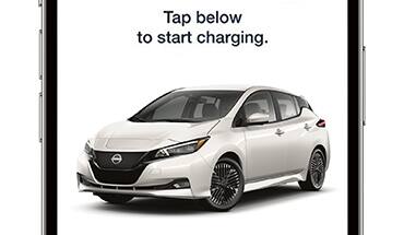 2023 Nissan LEAF Nissanconnect EV and Services app showing charging information