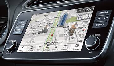 2023 Nissan LEAF touch screen showing navigation screen