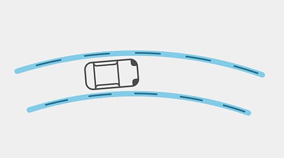 2023 Nissan LEAF overhead illustration showing ProPILOT assist technology keeping the car centered in the lane