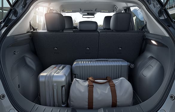 2023 Nissan LEAF cargo area with luggage