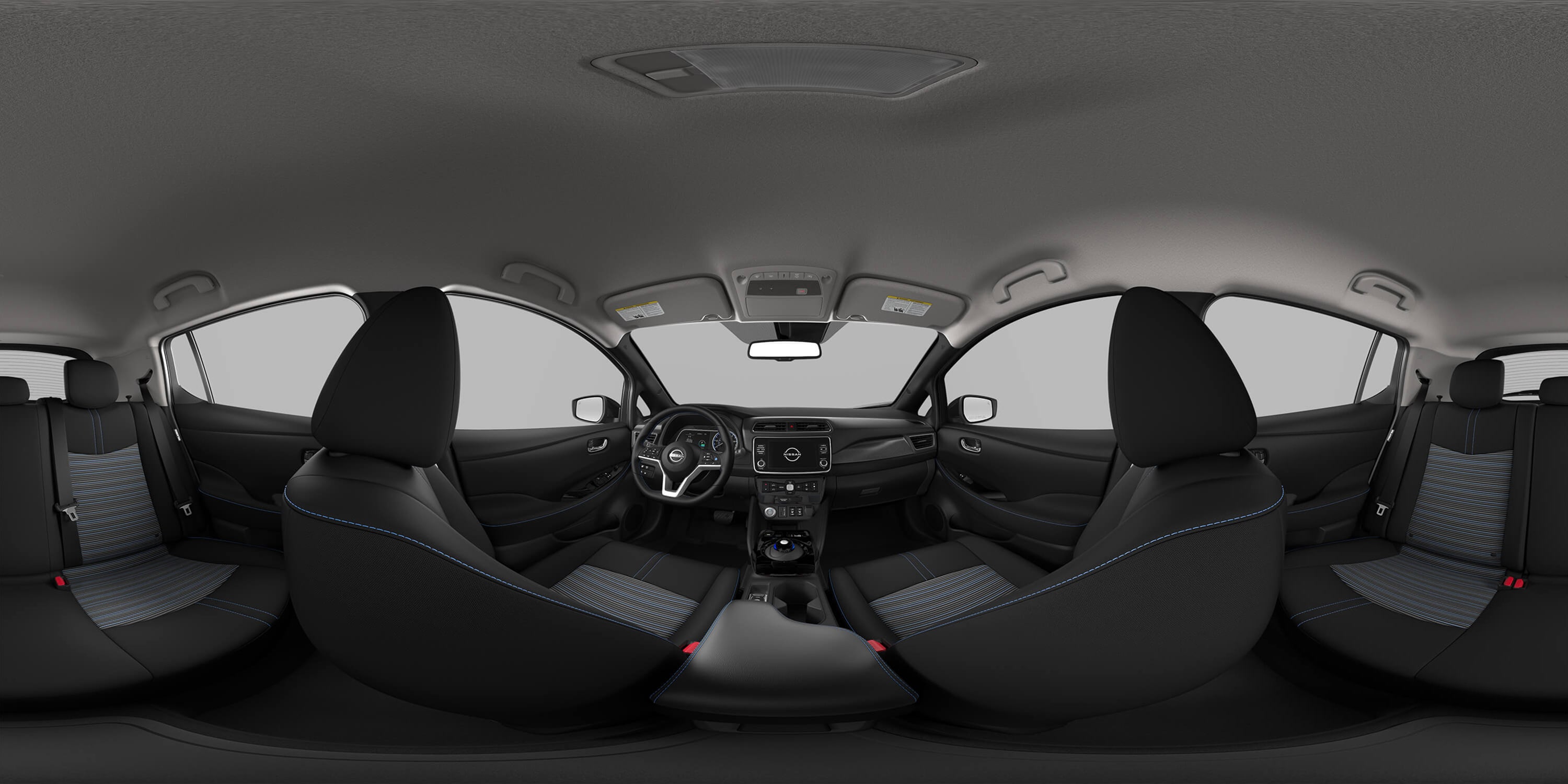 2024 Nissan LEAF interior 360 shown in Charcoal Cloth