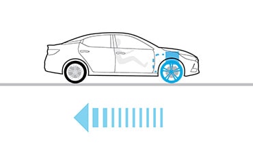 2023 Nissan Maxima illustration showing Intelligent Engine Brake coming to a smooth stop.